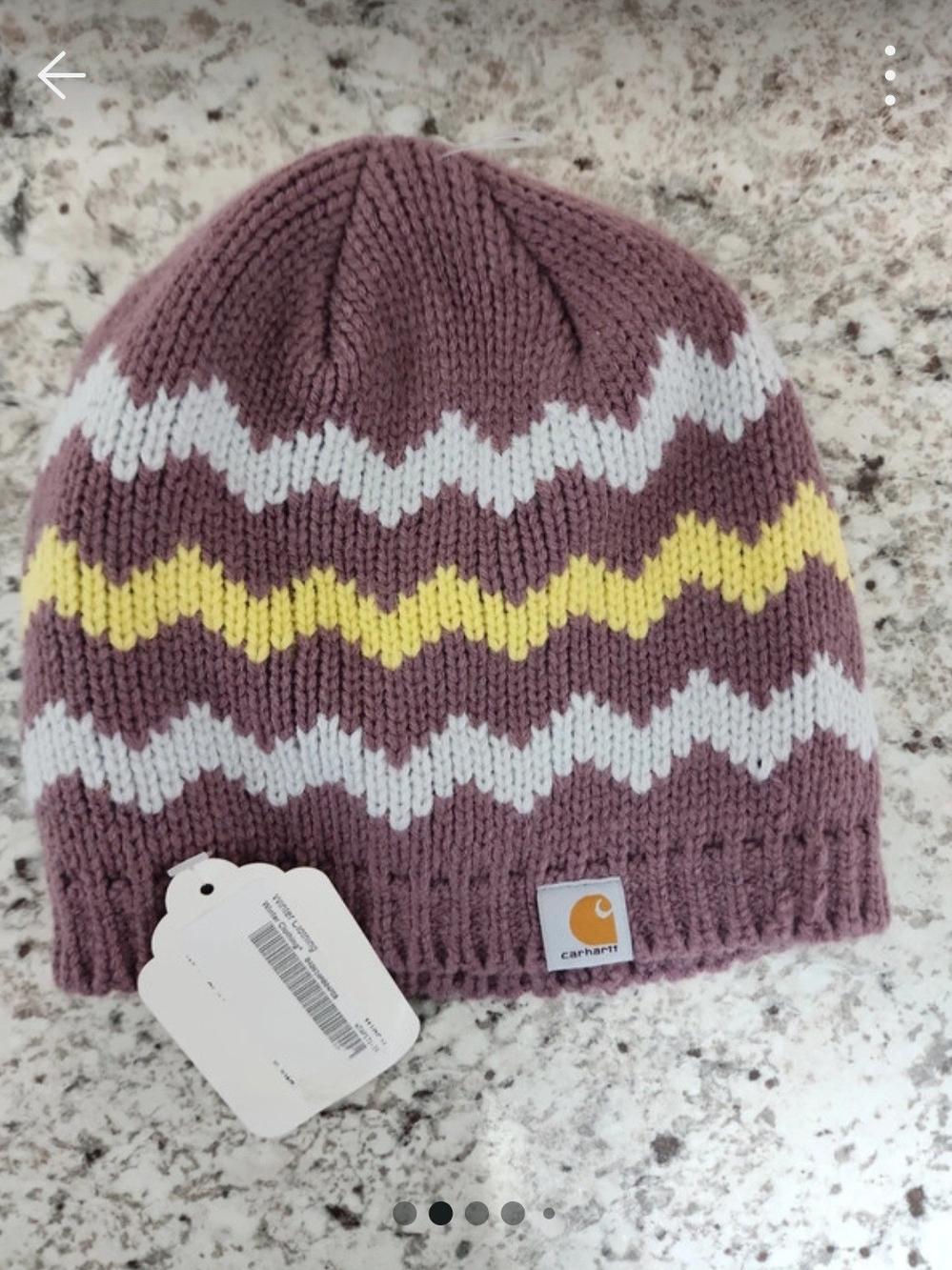 Carhartt Women's Mauve Chevron Knit Beanie with Yellow & White Zigzags